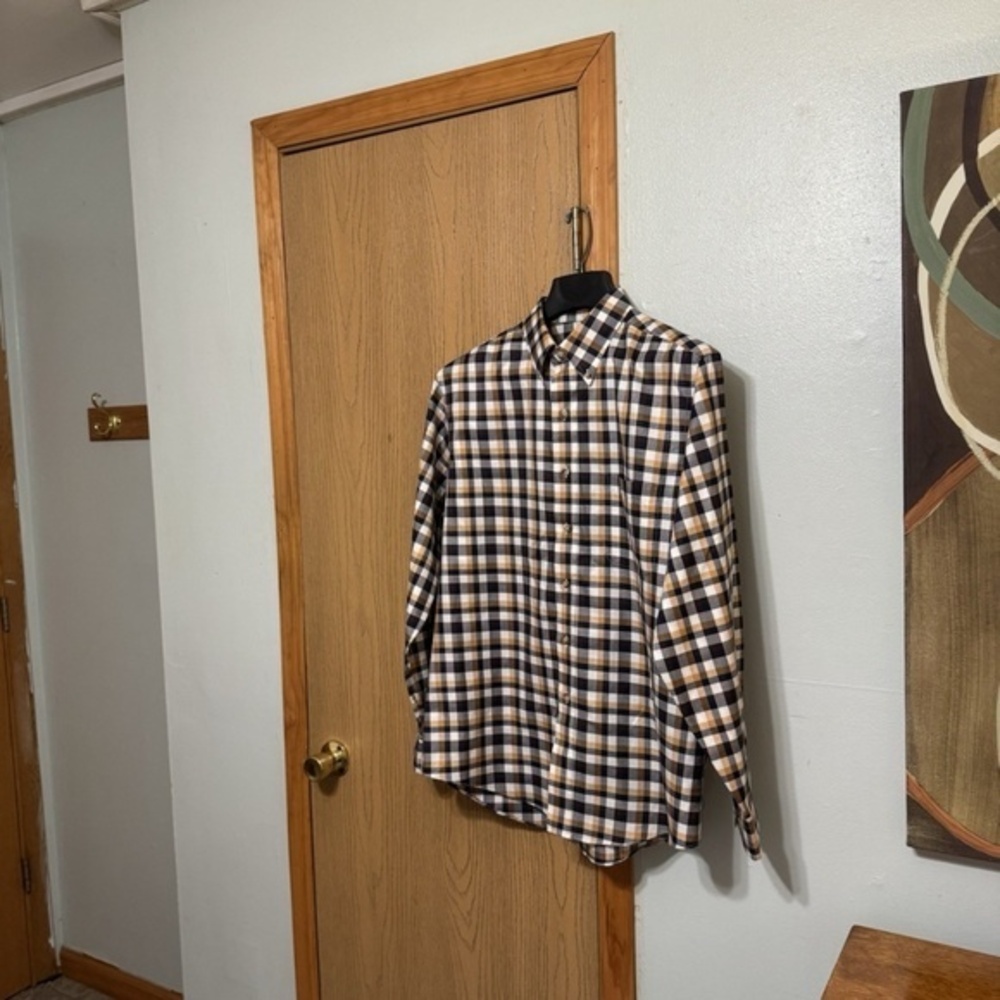 Jos. A. Bank "Traveler's Collection" Large w/Checked Print Tailored Fit Shirt